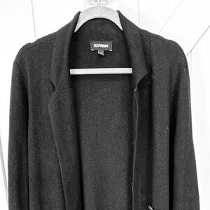 Express Metallic Double Breasted Sweater Blazer Jacket Pockets Black Womens M